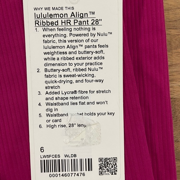 Lululemon align ribbed leggings 28” - Picture 5 of 6